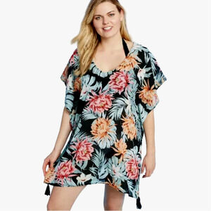 Kona‎ Sol Dress Cover-Up Women Small Tropical Floral Print Tunic